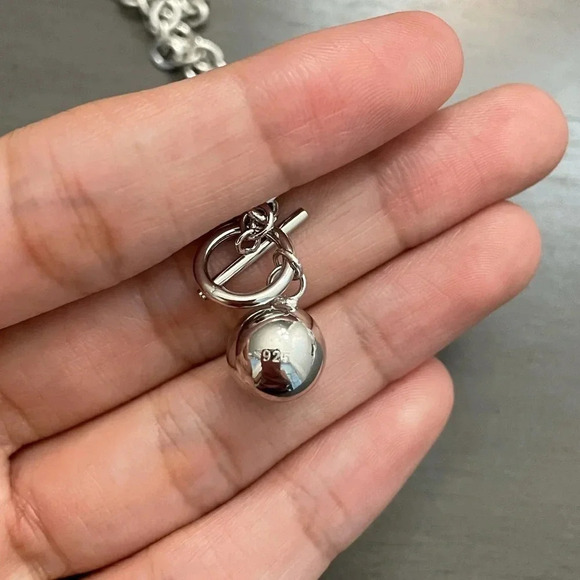 925 Sterling Silver Chunky Toggle Chain Necklace - Picture 7 of 7